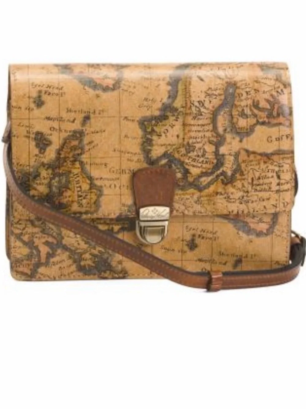 Patricia Nash Locri Leather Crossbody Bag, European Map Print